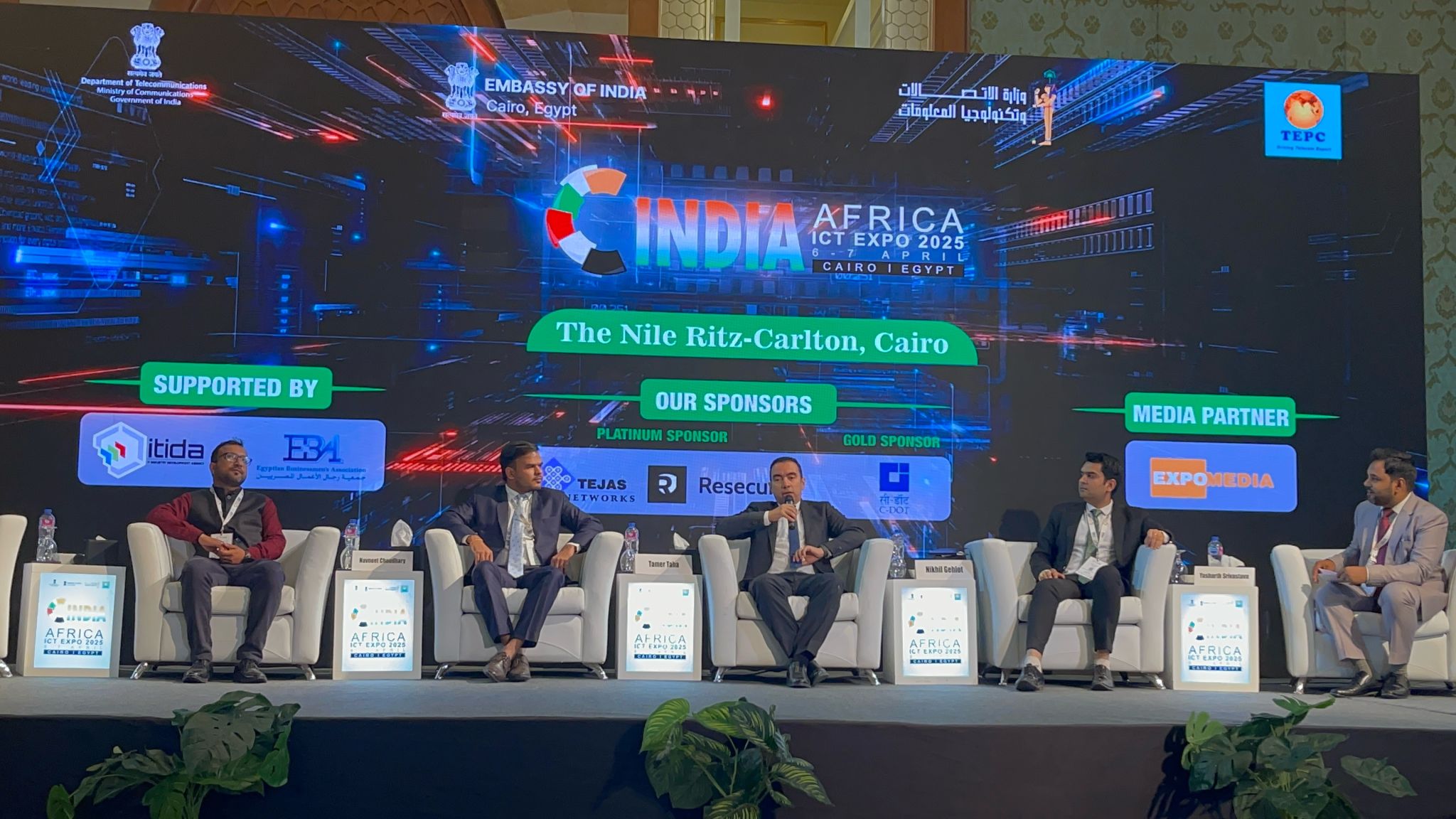 Lamrod co-founder Navneet Choudhary speaking as a panelist at the India-Africa ICT Expo 2025 in Cairo, Egypt